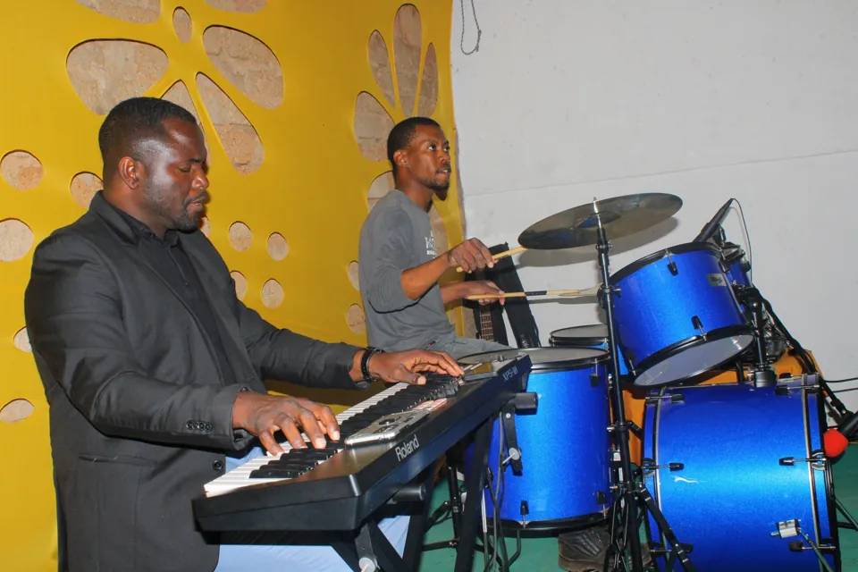 Worship through music at a ministry gathering